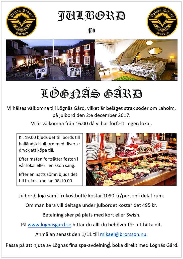 Julbord i Region Syd, välkomna till Lögnäs Gård